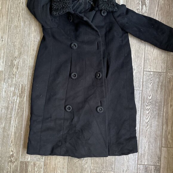 Vintage Michel Goma Coat Paris Black 50s Wool Button Down Coat Heavy‎ Lined - Picture 10 of 13